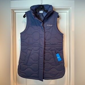 Womens Medium Columbia Lilywood Crest EXS Insulated Vest Blue Puffer Lined Tag